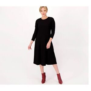 Susan Graver Dress  Ponte Knit Black ~"knee" Length~ LOVELY PULLOVER! SIZE Small